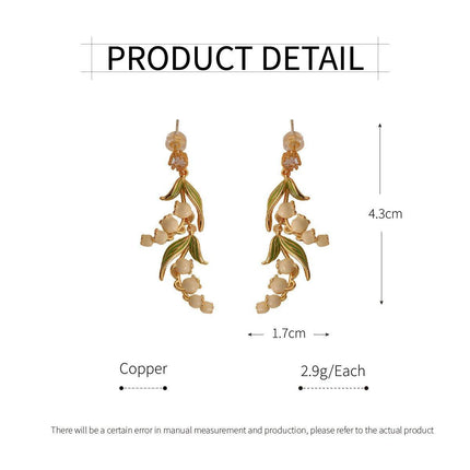 Vintage Bell Orchid Flower Long Earrings Elegant Dangle Earrings Women Jewelry