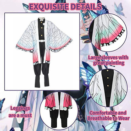 Demon Slayer Costume Kochou Shinobu Cosplay Kimetsu No Yaiba Kimono Outfit Wig - Aimall