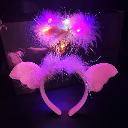 LED Bunny Ears/Angel/Pearl Headband Light Up Headpiece Cute Hair Accessory - Aimall