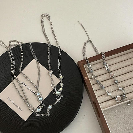Moonstone Pendant Necklace Cool Tone Clavicle Chain for Women Girls Jewelry Gift - Aimall