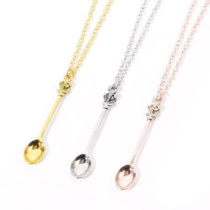 Mini Crown Spoon Necklace Pendant Charm Festival Cutlery Tea Party Gift HOT - Aimall
