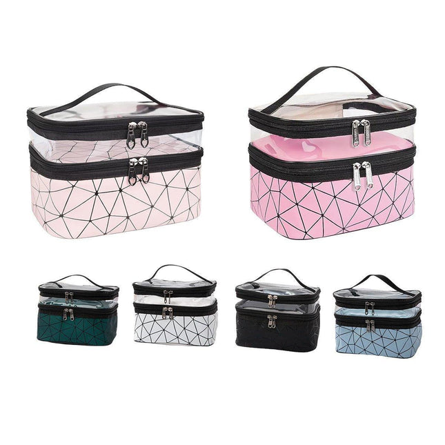 Portable Double-Layer Large Capacity Waterproof Cosmetic Bag Travel Toiletry Bag