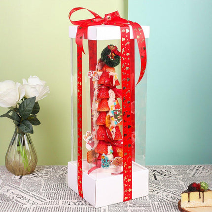 10PCs Strawberry Tower Transparent Box Spring Festival Dessert Baking Pack - Aimall