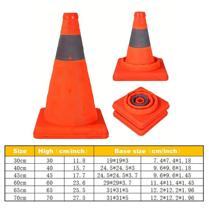 Folding Reflective Traffic Barrier Cone for Road Emergency and Expansion Control
