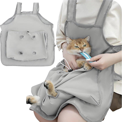 Cat Carrying Apron Non Stick Hair Kangaroo Pouch Pet Grooming Suit Portable