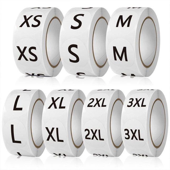 7 Rolls Clothing Size Label Sticker 1Inch Round Size Sticker Labels Self Adhesive