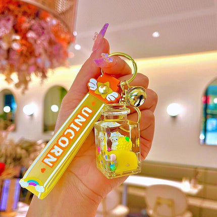 Bottle Star Liquid Keyring Quicksand Acrylic Keychain Car Keychain Key Ring Gift - Aimall