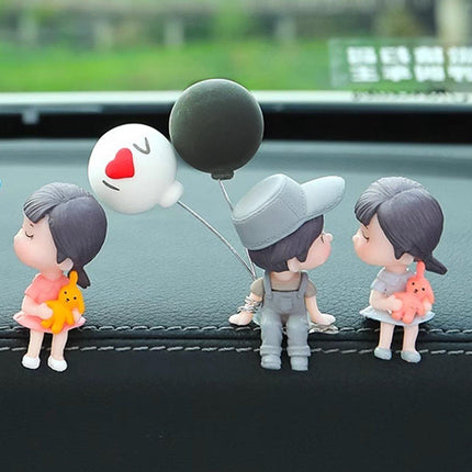 2pairs Cute Couple Car Interior Decorations Desktop Ornaments Car Accessories