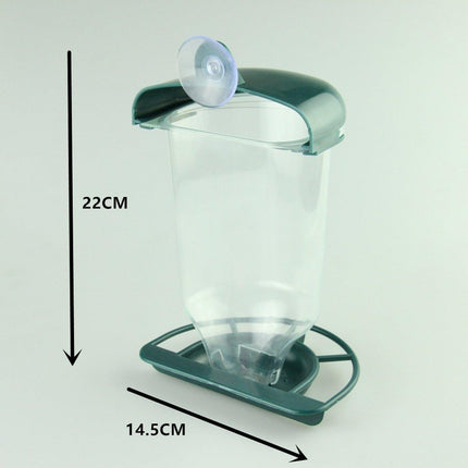 Clear Plastic Automatic Bird Feeder Suspended Suction Cup Feeder with Cover