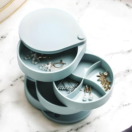 Rotating Jewelry Storage Box Cute 4 Layer Large Capacity Display Stand Organizer