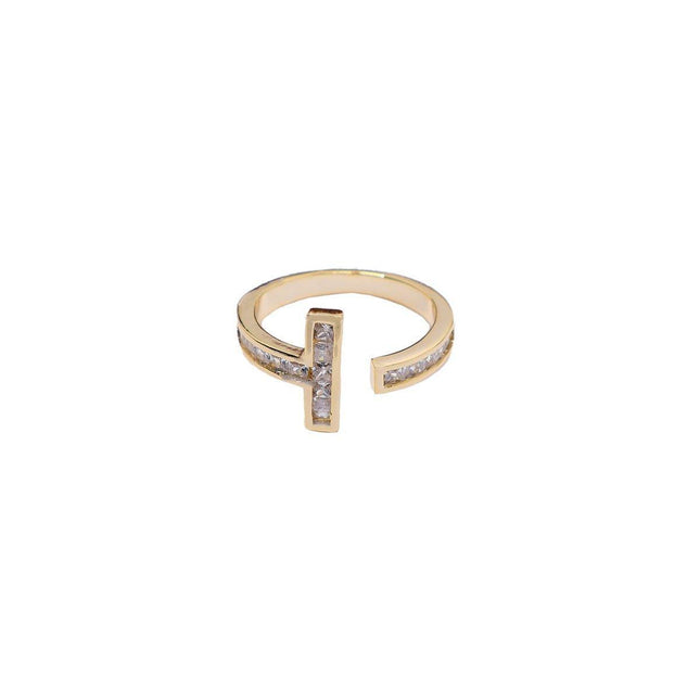 Micro-Inlaid Zirconium T-Shaped Ring