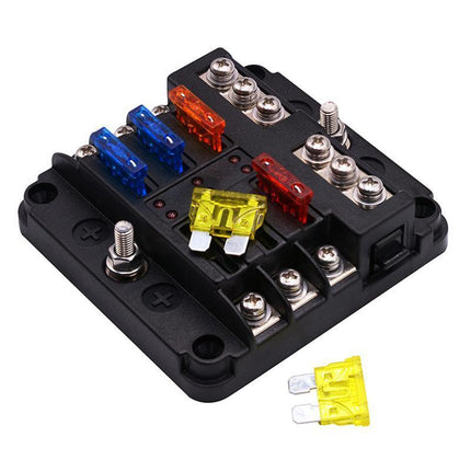 23PC 6 Way Blade Fuse Box Block Holder Indicator LED Light 12V/32V Car Marine - Aimall