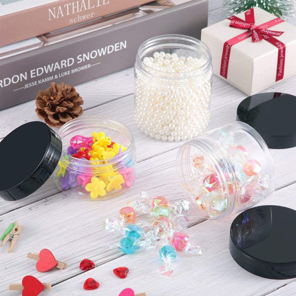 10pcs Wide Mouth Plastic Jars Black Lid Transparent Skin Care Cream Containers