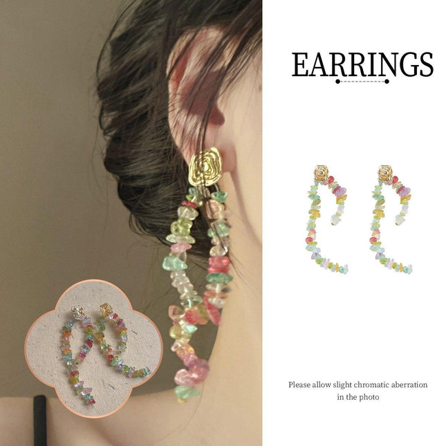 Colourful Irregular Square Tassel Earrings Trendy Fashion Jewelry for Women Gift