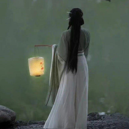 Traditional Chinese Hanfu Dress Green Wei Jin Style Vintage Cosplay Costume