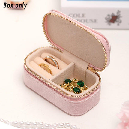 Velvet Mini Travel Jewelry Storage Box Portable Organizer Ring Earring Holder
