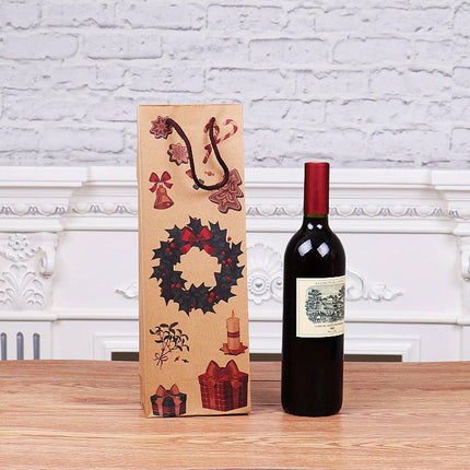 20PCS Christmas Wine Bottle Gift Bags Kraft Paper Red Wine Bag Holiday Set