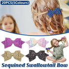 20Pcs Hair Clips Colourful Glitter Sequin Bow Set for Girls and Teens