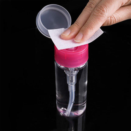5PCS 100ml Nail Polish Remover Bottle Rose Red Transparent Press Pump Makeup