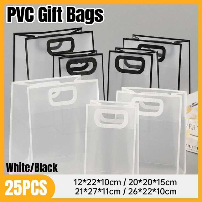 25pcs Transparent Frosted PVC Tote Bags Clear Plastic Gift and Clothing Bags