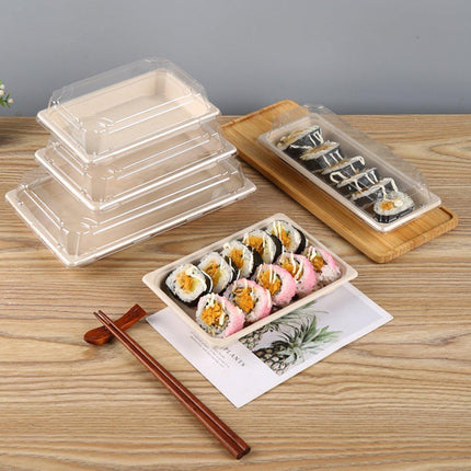 50pcs Eco-Friendly Sushi Box Rectangular Biodegradable Lunch Packaging Plate