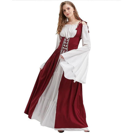 Halloween Costume Amazon Explosions European And American Square Collar Bundle Waist Medieval Renaissance Retro Dress