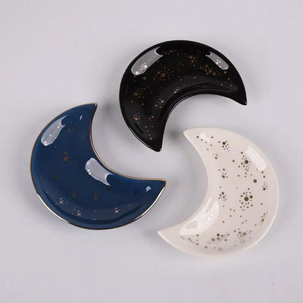 Moon Shaped Decorative Plate Fruit Tray Jewelry Storage Rack Dip Saucer for Home