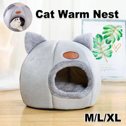 Cat Bed Winter Warm Enclosed Pet House Cozy Indoor Sleeping Nest for Cold Weather