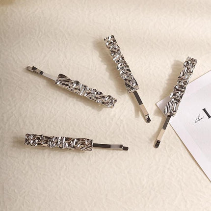 Metal One-word Clip Water Ripple Hair Clip Silver Cool Styling Tools Bangs Clips - Aimall