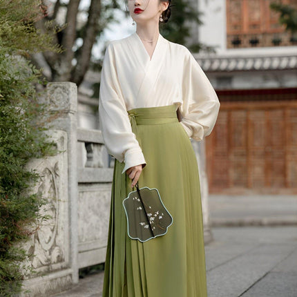 Elegant Traditional New Chinese Style Improved Hanfu Two-piece Dress Women - Aimall