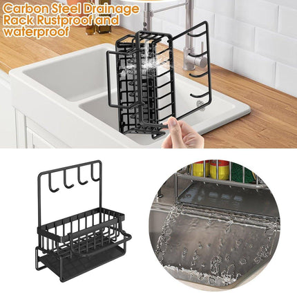 Wall Mounted Sponge Holder Non Perforated Kitchen Sink Organizer Draining Basket