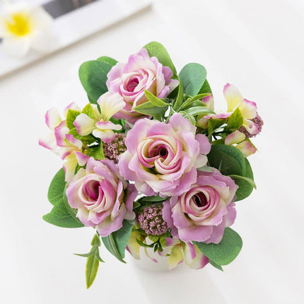 2Pcs Simulation Rose Bouquet Home Decoration Artificial Flower Arrangement Set