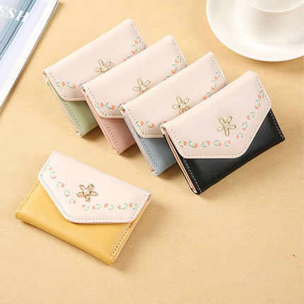 Small Wallet Women Tri-Folded Wallet Cash Pocket Flowers Card Holder Coin Purse
