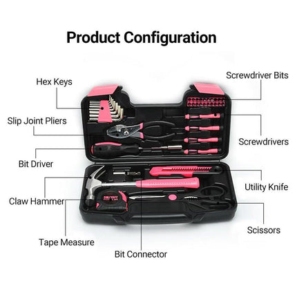 39pcs Household Hardware Tool Set Multi-purpose Manual Toolbox Repair Kit Home