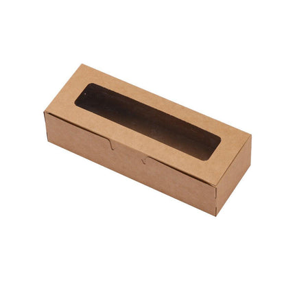 50PCS Kraft Paper Macaron Box Transparent Window Cookie Candy Packaging