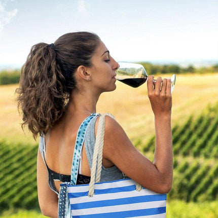 Wine Bag Picnic Tote Striped Outdoor Beach Camping Storage Bag Portable Travel