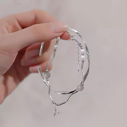 Women Fishtail Bracelet Chain Twisted Cuff Bracelet Bangle Adjustable Bracelets - Aimall