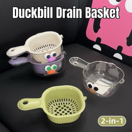 2in1 Double Layer Duckbill Draining Basket Water Vegetable Fruit Washing Basket