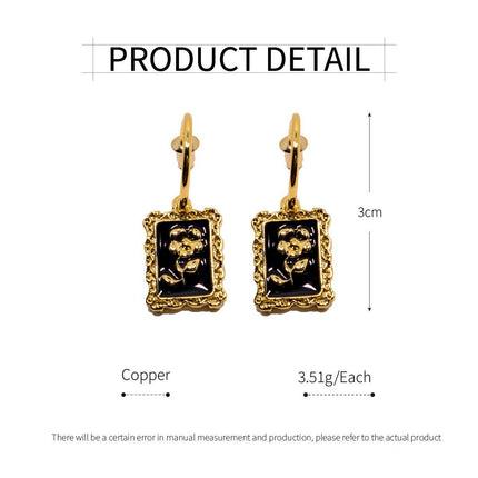 Vintage Black Flower Stud Earrings Elegant Design for Women Fashion Jewelry Gift