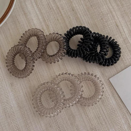 Women Telephone Wire Rubber Bands Stretchy Non-mark Coil Ropes Solid Hair Ties