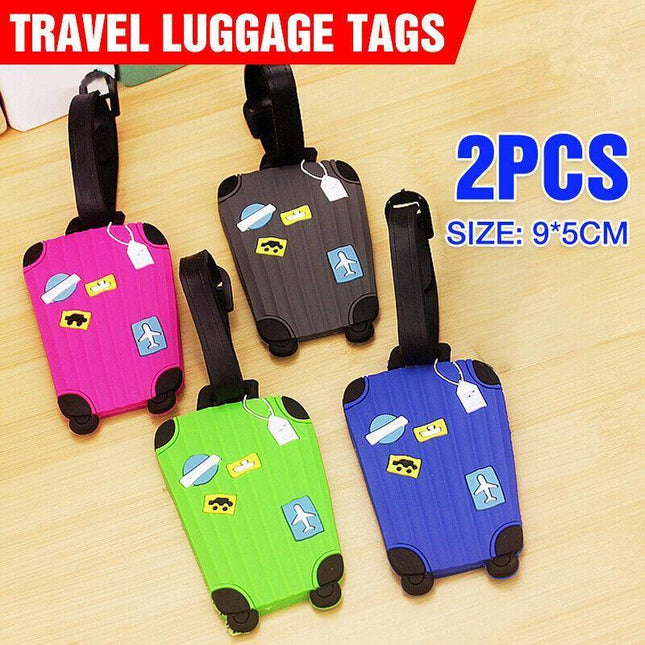 Travel Luggage Tags Set Of 2 Name Tag Address Id Labels For Suitcase Bag Baggage - Aimall