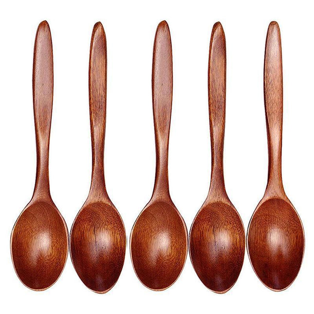 5PCS/lot Kitchen Wooden Spoon Bamboo Cooking Utensil Soup Teaspoon Tableware - Aimall