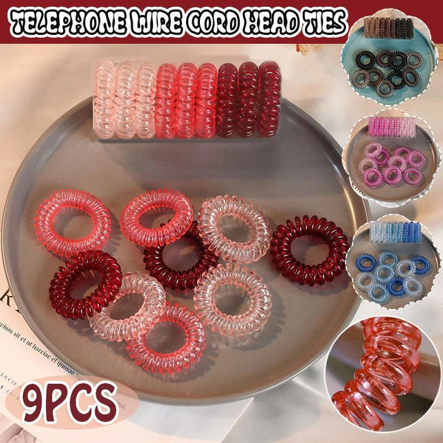 Women Telephone Wire Rubber Bands Stretchy Non-mark Coil Ropes Solid Hair Ties
