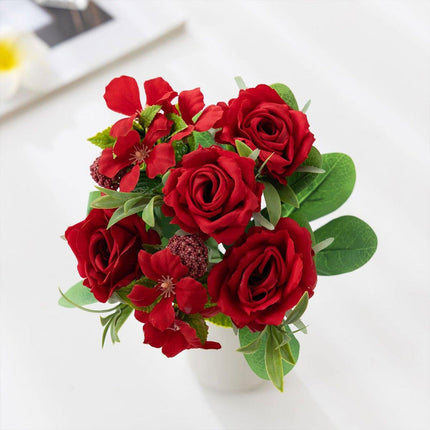 2Pcs Simulation Rose Bouquet Home Decoration Artificial Flower Arrangement Set