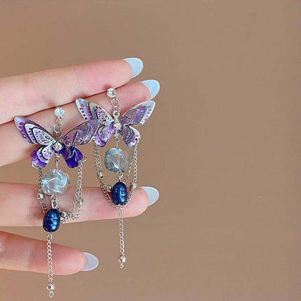 Luxury Crystal Butterfly Bow Earrings Elegant Fashion Niche Exquisite Jewelry