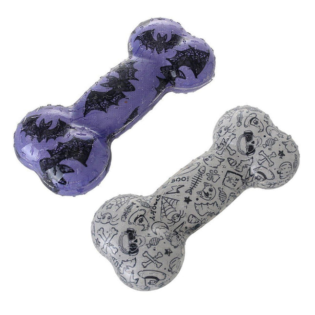 Pet Toy Printed Bone TPR Material Bite Vocal Massage Oral Interactive Self Hi Dog Toy Supplies