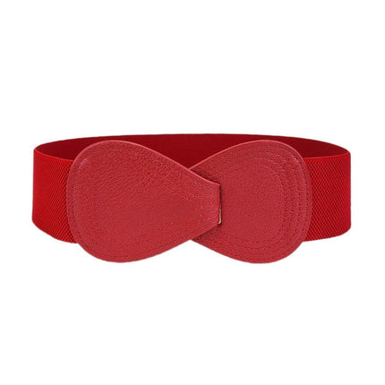Fashion Belt Red Elastic Waist Cover Wide Belt Women Black Elastic Bow Decoration