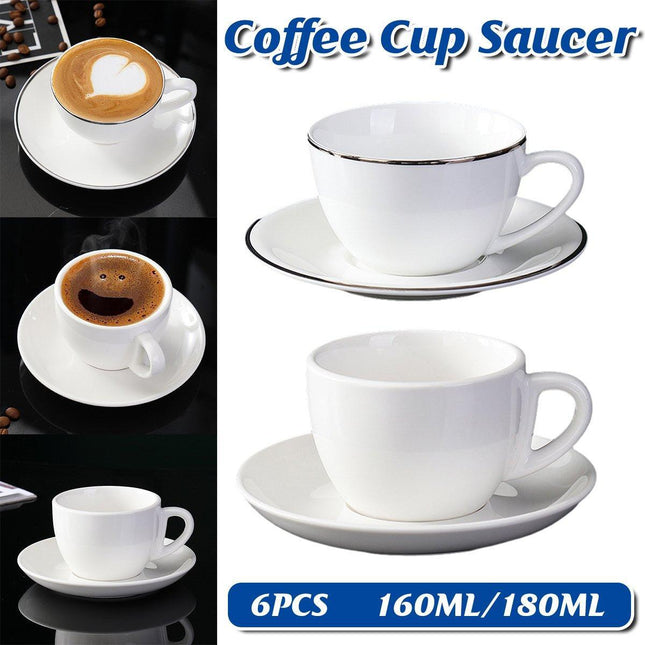 6PCS Ceramic Coffee Cup and Saucer Set Apricot Tea Cup with Ear Hotel Coffee Cup