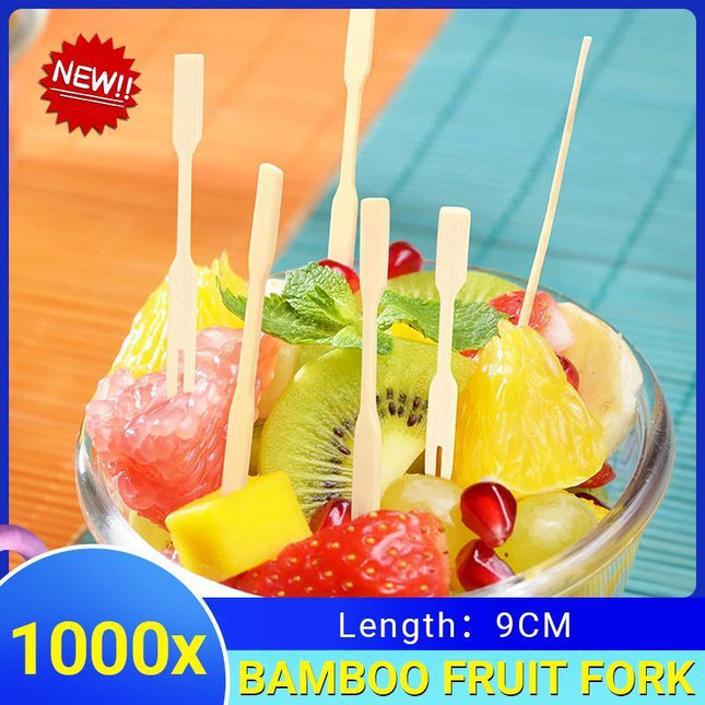 1000x Bamboo Catering Forks for BBQ & Cocktail Finger Food - Aimall