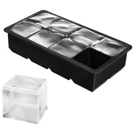 8 Grids Whiskey Silicone Maker Ice Cube Tray Mould Large Mold Giant Square Black - Aimall